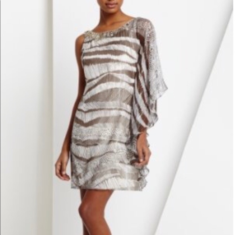 BCBG MaxAzria One Shoulder Chiffon Dress